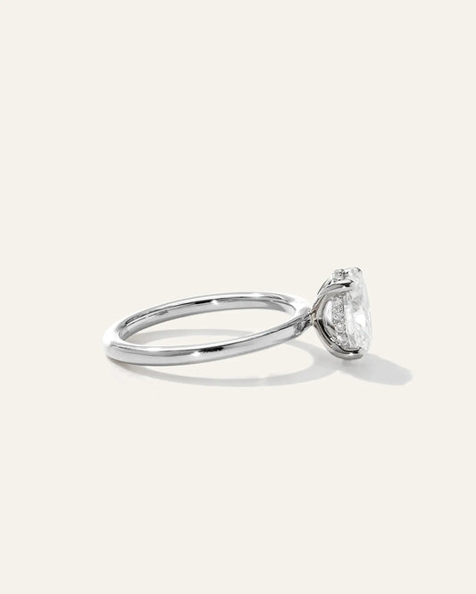 Lab Grown Diamond Oval Petite Hidden Halo Engagement Ring - 1.5ct - US 8894