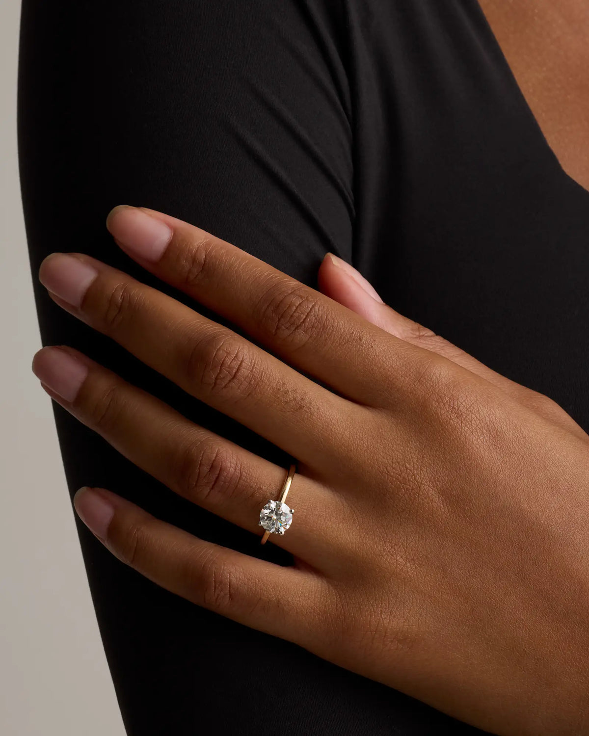 Lab Grown Diamond Round Petite Hidden Halo Engagement Ring - 1.5ct - US 2093