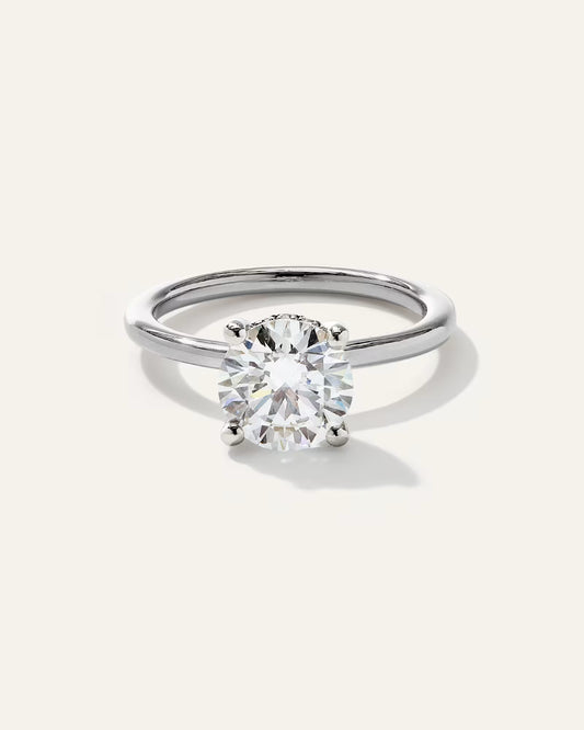 Lab Grown Diamond Round Petite Hidden Halo Engagement Ring - 2ct - US 9321