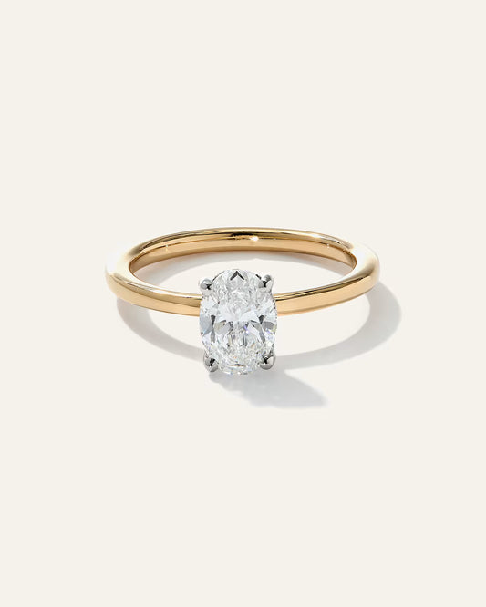 Lab Grown Diamond Oval Petite Hidden Halo Engagement Ring - 1ct - US 1658