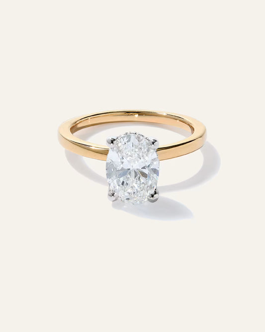 Lab Grown Diamond Oval Petite Hidden Halo Engagement Ring - 2ct - US 0263