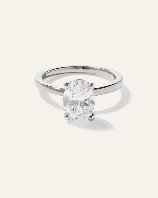 Lab Grown Diamond Oval Petite Hidden Halo Engagement Ring - 2ct - US 7428