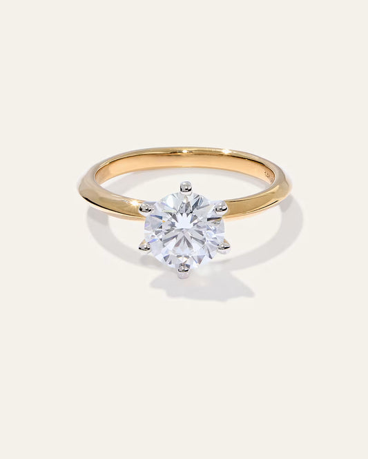 Lab Grown Diamond Round Six Prong Knife Edge Engagement Ring - 1.5ct - US 7604