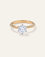 Lab Grown Diamond Round Six Prong Knife Edge Engagement Ring - 1ct - US 3396