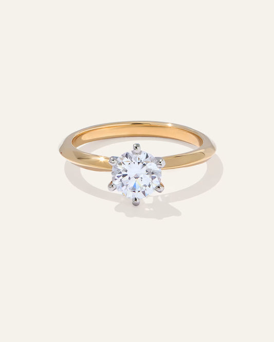 Lab Grown Diamond Round Six Prong Knife Edge Engagement Ring - 1ct - US 3396