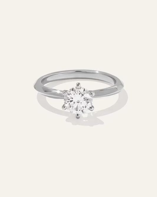 Lab Grown Diamond Round Six Prong Knife Edge Engagement Ring - 1ct - US 7645