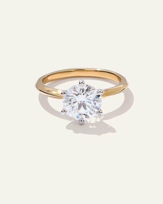 Lab Grown Diamond Round Six Prong Knife Edge Engagement Ring - 2ct - US 7198
