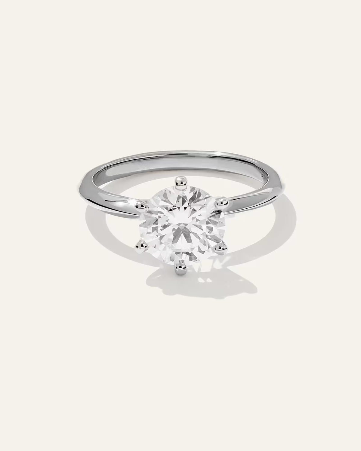 Lab Grown Diamond Round Six Prong Knife Edge Engagement Ring - 2ct - US 2075