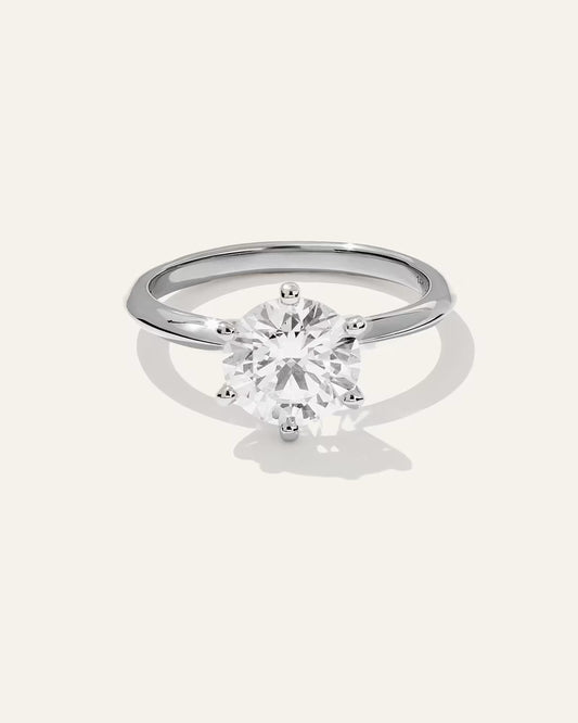 Lab Grown Diamond Round Six Prong Knife Edge Engagement Ring - 2ct - US 2251