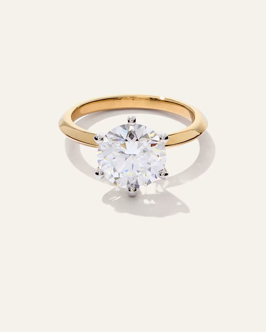 Lab Grown Diamond Round Six Prong Knife Edge Engagement Ring - 3ct - US 6021