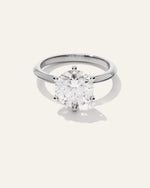 Lab Grown Diamond Round Six Prong Knife Edge Engagement Ring - 3ct - US 7743