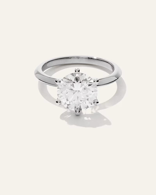 Lab Grown Diamond Round Six Prong Knife Edge Engagement Ring - 3ct - US 7743