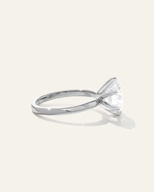 Lab Grown Diamond Round Six Prong Knife Edge Engagement Ring - 3ct - US 7743