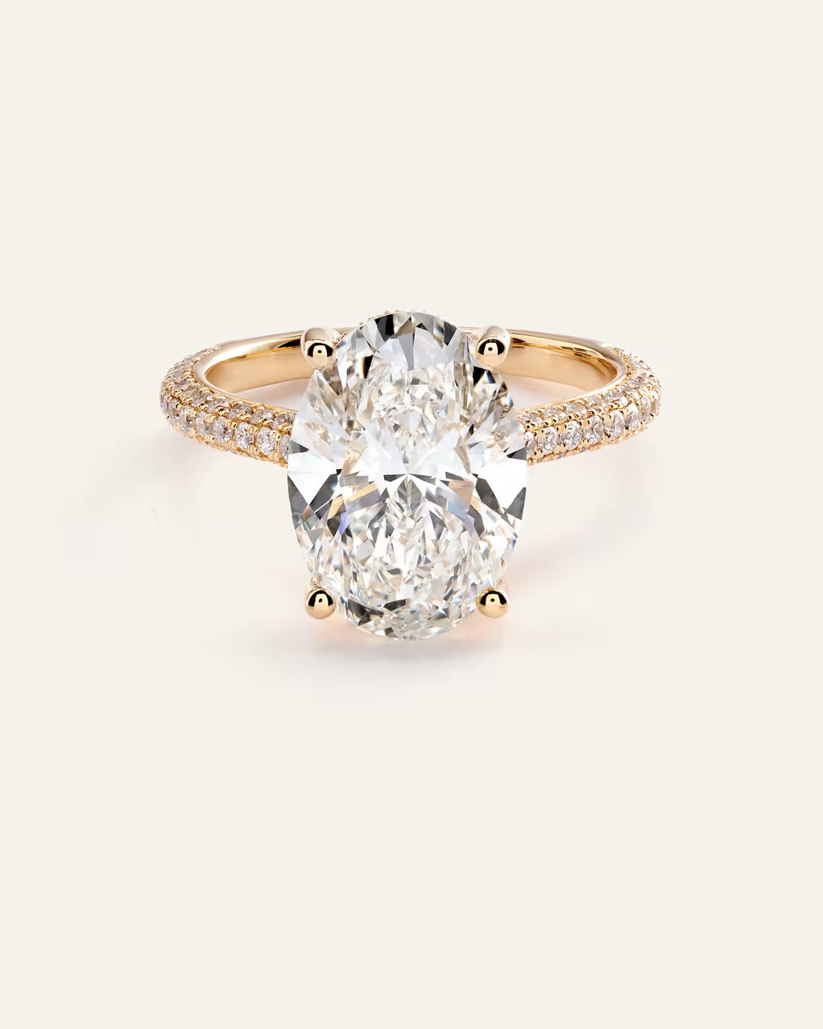Lab Grown Diamond Oval Pave Cathedral Engagement Ring - 5ct - US 1544