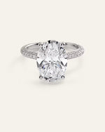 Lab Grown Diamond Oval Pave Cathedral Engagement Ring - 5ct - US 1471