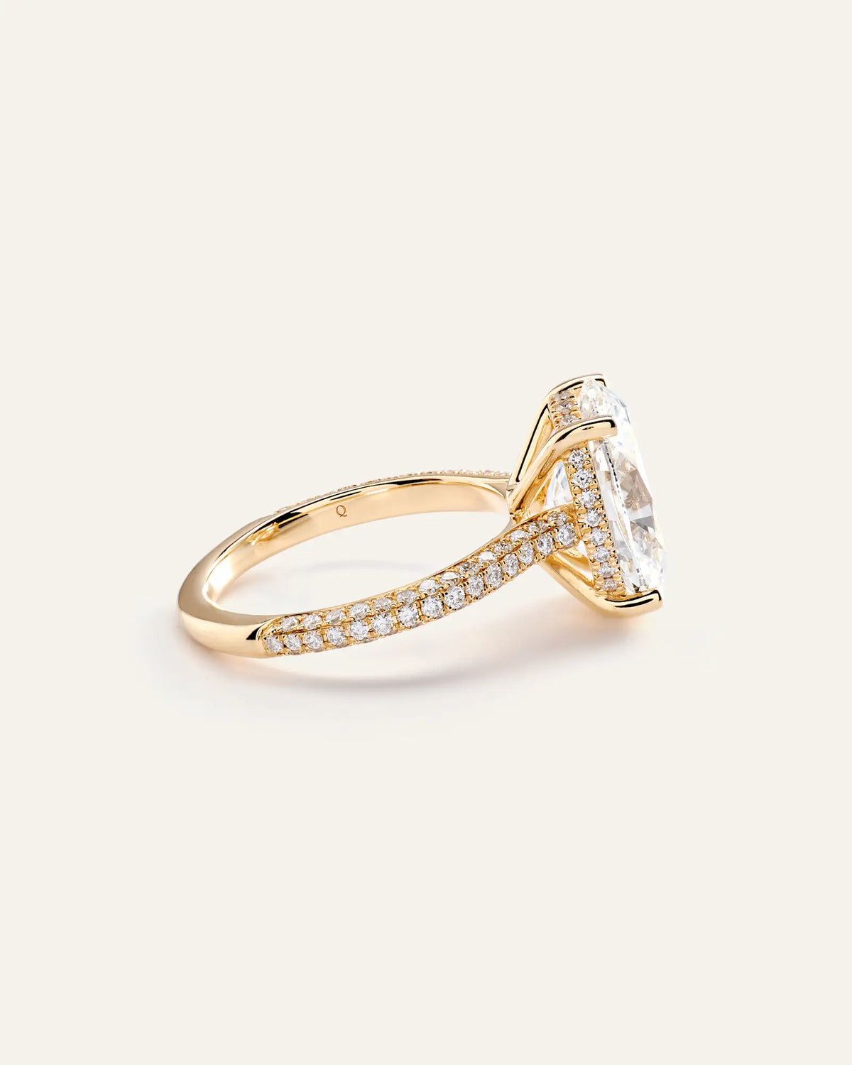 Lab Grown Diamond Oval Pave Cathedral Engagement Ring - 5ct - US 1544