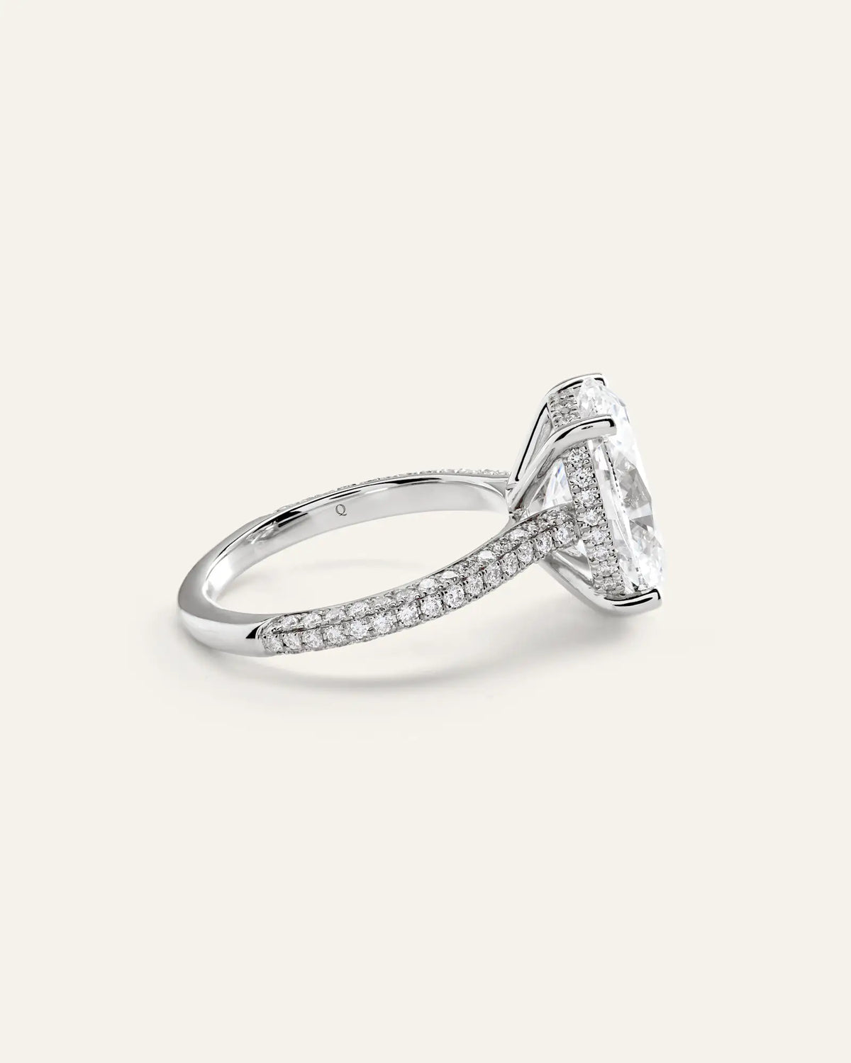 Lab Grown Diamond Oval Pave Cathedral Engagement Ring - 5ct - US 9517