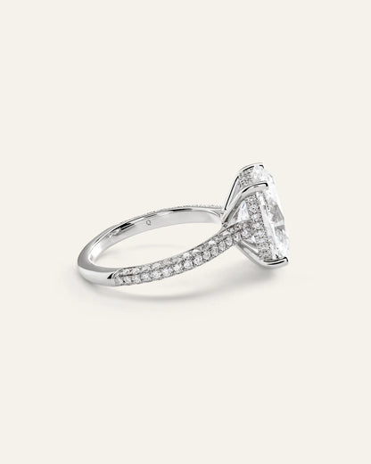 Lab Grown Diamond Oval Pave Cathedral Engagement Ring - 5ct - US 9517