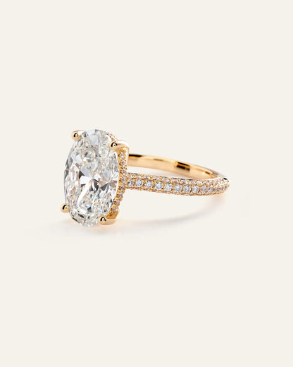 Lab Grown Diamond Oval Pave Cathedral Engagement Ring - 5ct - US 1544