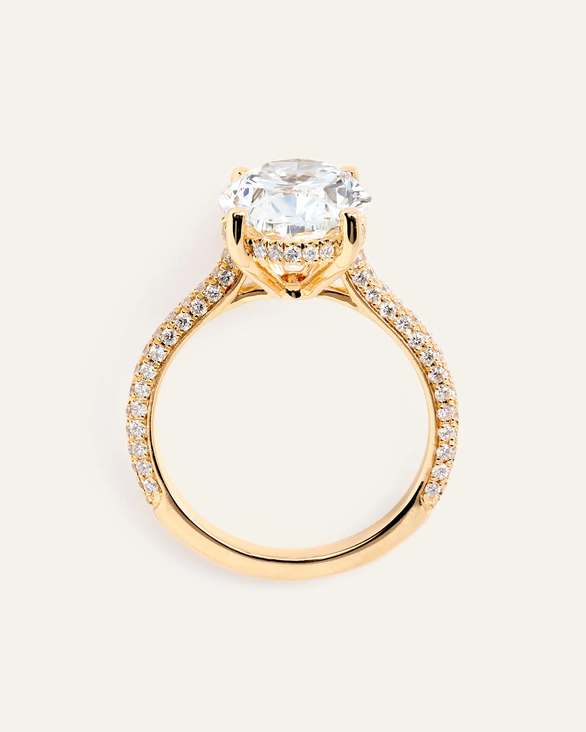 Lab Grown Diamond Oval Pave Cathedral Engagement Ring - 5ct - US 1544