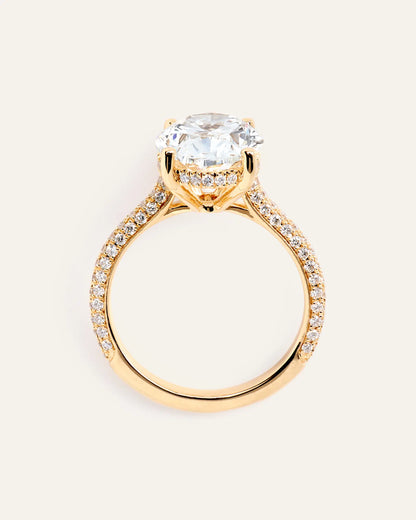 Lab Grown Diamond Oval Pave Cathedral Engagement Ring - 5ct - US 1544
