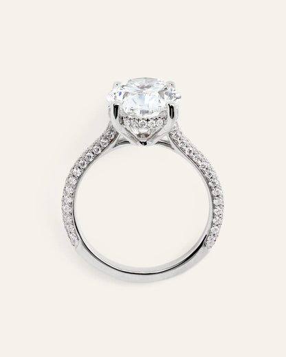 Lab Grown Diamond Oval Pave Cathedral Engagement Ring - 5ct - US 9517