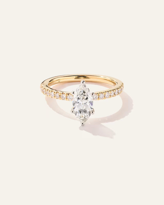 Lab Grown Diamond Marquise Petite Pave Engagement Ring - 1ct - US 5148