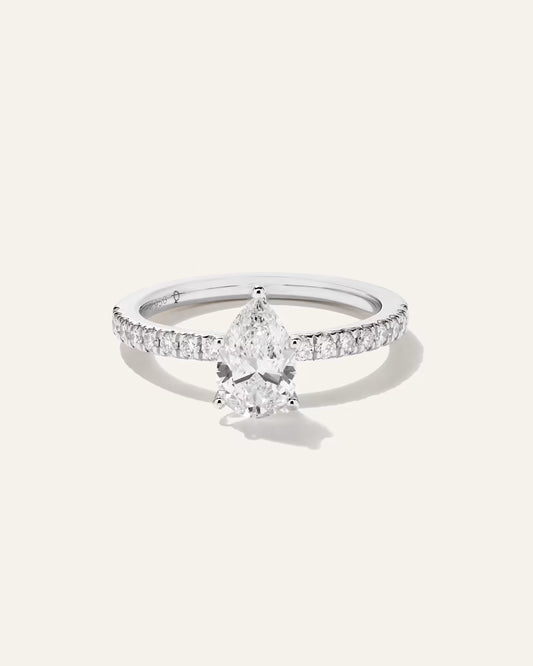 Lab Grown Diamond Pear Petite Pave Engagement Ring - 1ct - US 6890