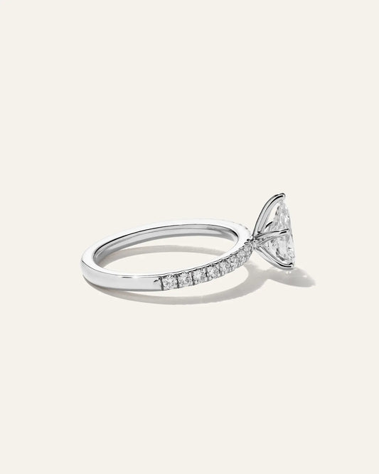 Lab Grown Diamond Pear Petite Pave Engagement Ring - 1ct - US 6890