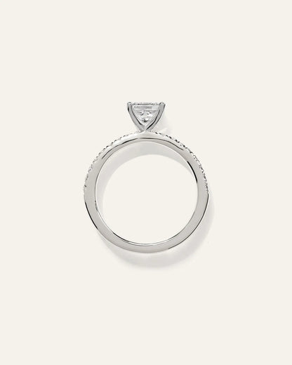 Lab Grown Diamond Princess Petite Pave Engagement Ring - 1ct - US 7835