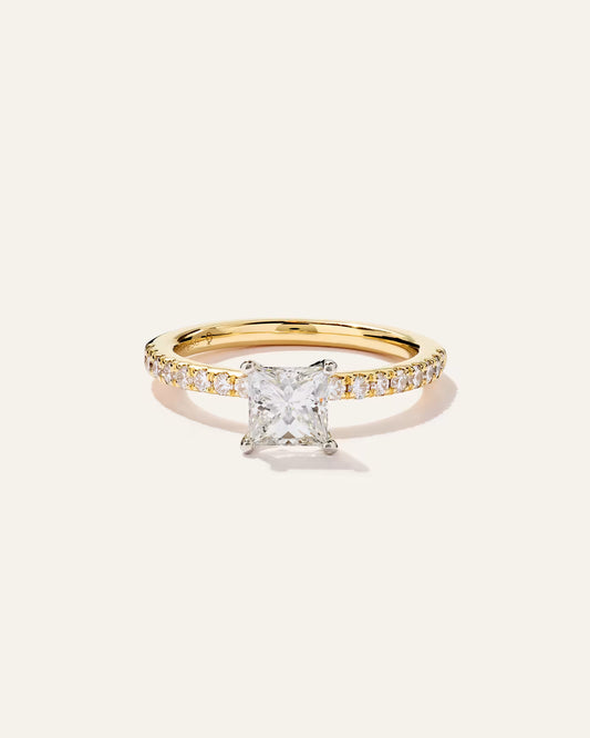 Lab Grown Diamond Princess Petite Pave Engagement Ring - 1ct - US 7348