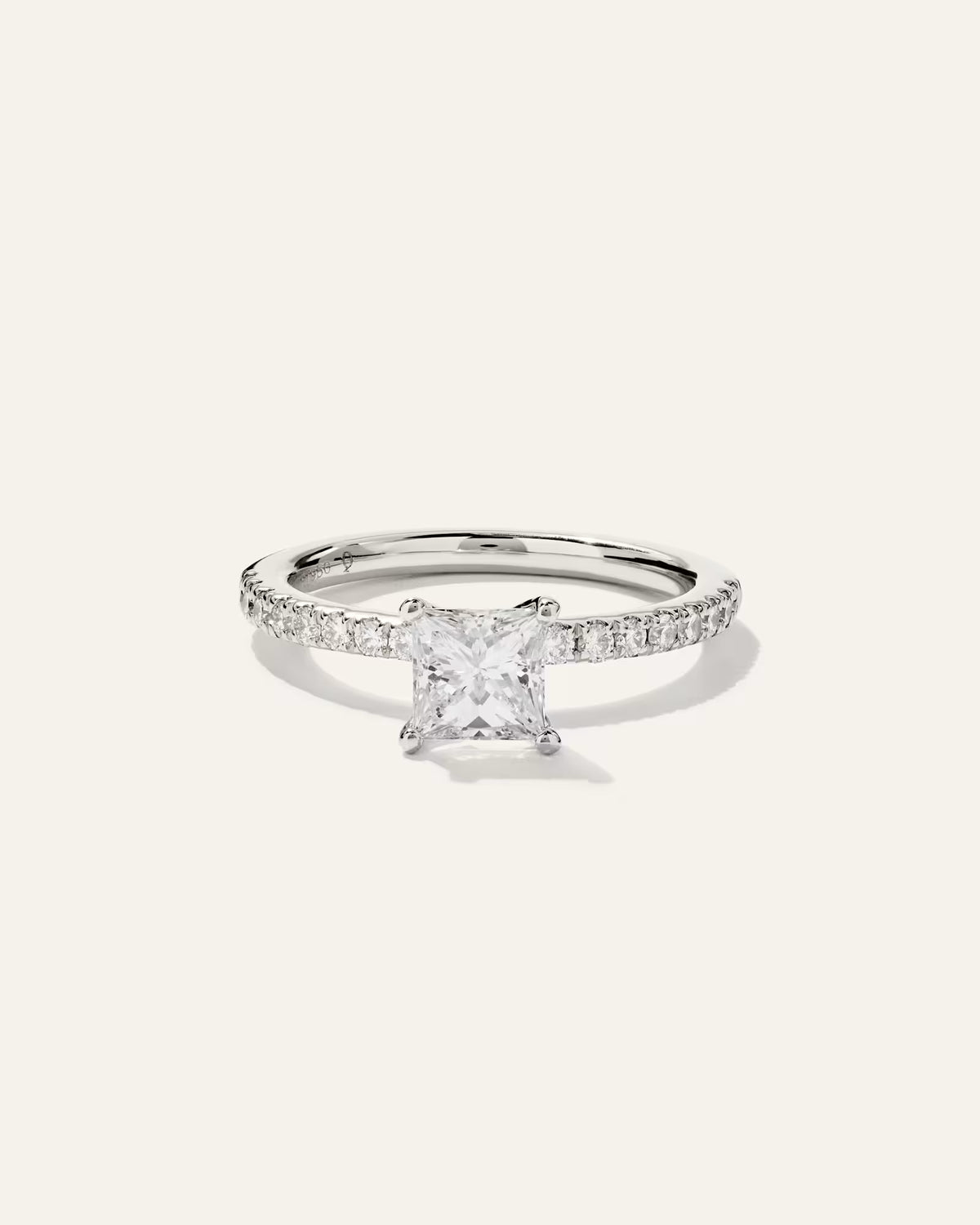 Lab Grown Diamond Princess Petite Pave Engagement Ring - 1ct - US 7835