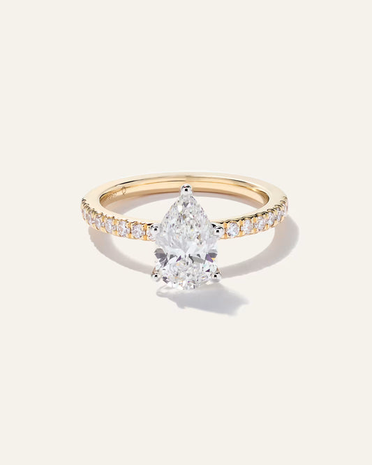 Lab Grown Diamond Pear Petite Pave Engagement Ring - 1.5ct - US 0025