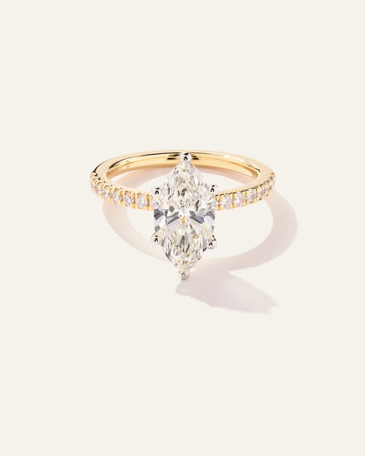 Lab Grown Diamond Marquise Petite Pave Engagement Ring - 2ct - US 4584