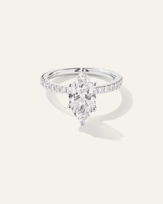 Lab Grown Diamond Marquise Petite Pave Engagement Ring - 2ct - US 9710