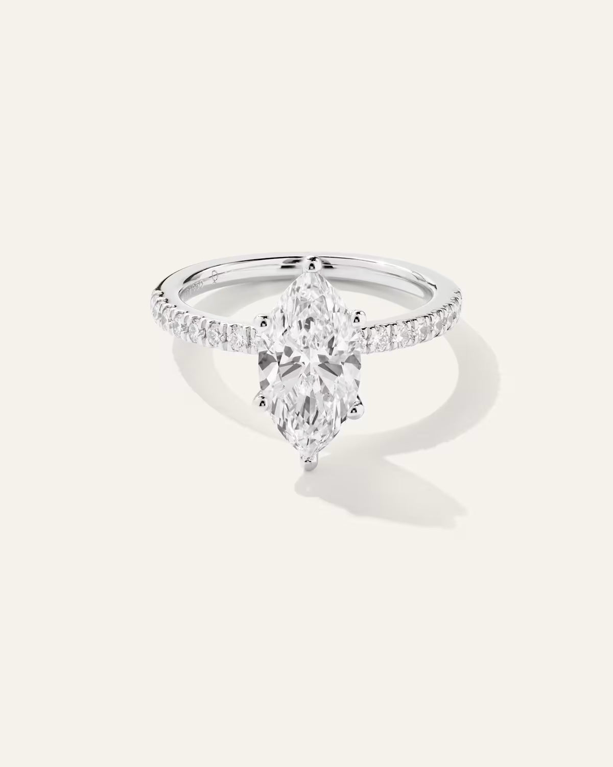 Lab Grown Diamond Marquise Petite Pave Engagement Ring - 2ct - US 4179