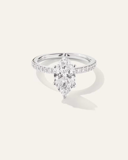 Lab Grown Diamond Marquise Petite Pave Engagement Ring - 2ct - US 4179