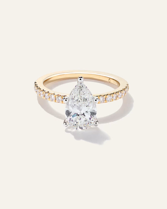 Lab Grown Diamond Pear Petite Pave Engagement Ring - 2ct - US 7184