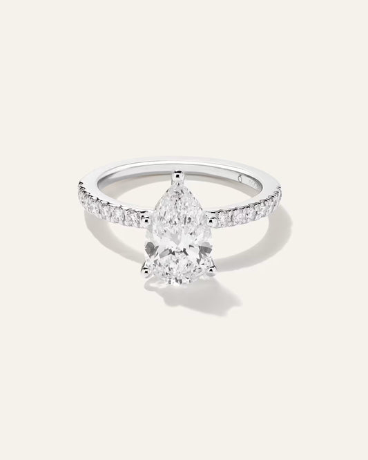 Lab Grown Diamond Pear Petite Pave Engagement Ring - 2ct - US 7206