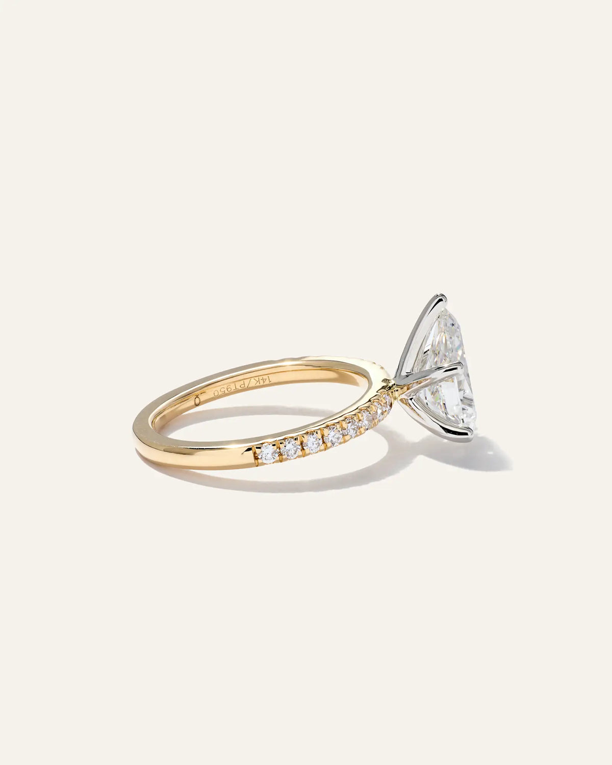 Lab Grown Diamond Pear Petite Pave Engagement Ring - 2ct - US 7184