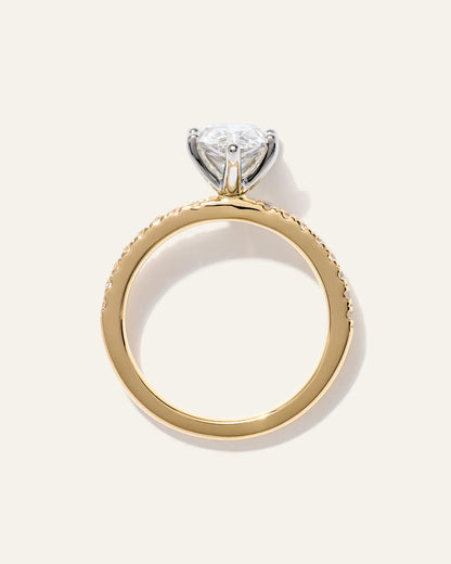 Lab Grown Diamond Pear Petite Pave Engagement Ring - 2ct - US 7184