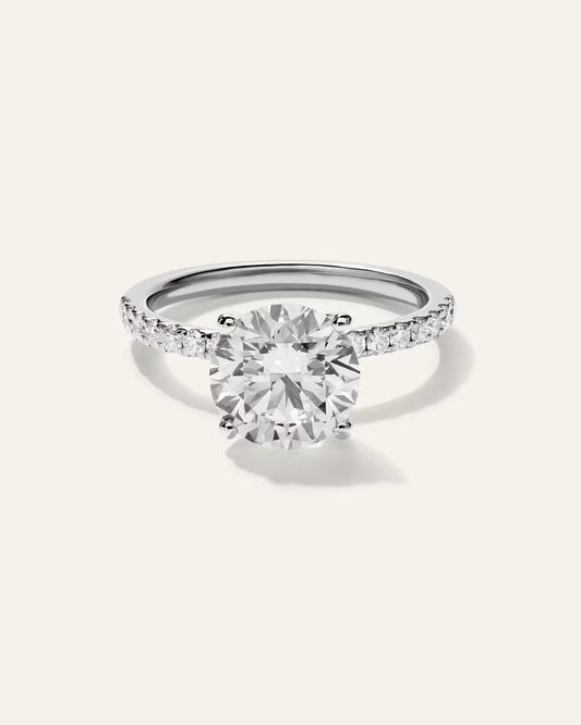 Lab Grown Diamond Round Petite Pave Engagement Ring - 2.5ct - US 6455