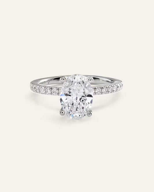 Lab Grown Diamond Oval Petite Pave Engagement Ring - 2.5ct - US 5545