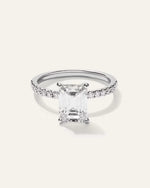 Lab Grown Diamond Emerald Petite Pave Engagement Ring - 2.5ct - US 6038