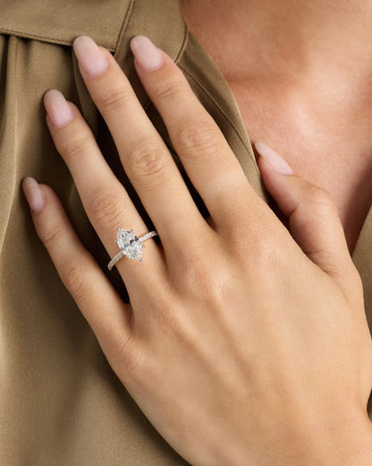 Lab Grown Diamond Marquise Petite Pave Engagement Ring - 2.5ct - US 7473