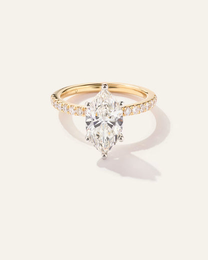 Lab Grown Diamond Marquise Petite Pave Engagement Ring - 2.5ct - US 7473