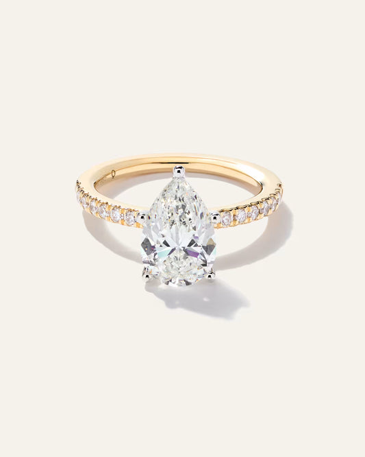 Lab Grown Diamond Pear Petite Pave Engagement Ring - 2.5ct - US 3934