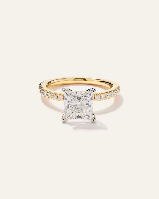 Lab Grown Diamond Princess Petite Pave Engagement Ring - 2.5ct - US 9355