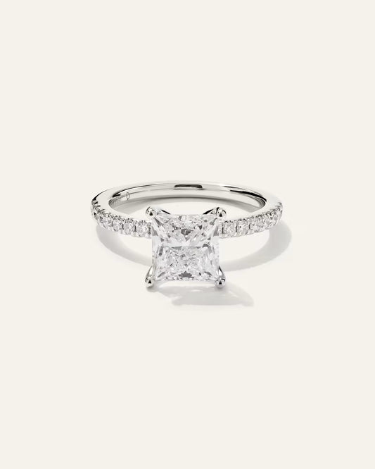 Lab Grown Diamond Princess Petite Pave Engagement Ring - 2.5ct - US 8693