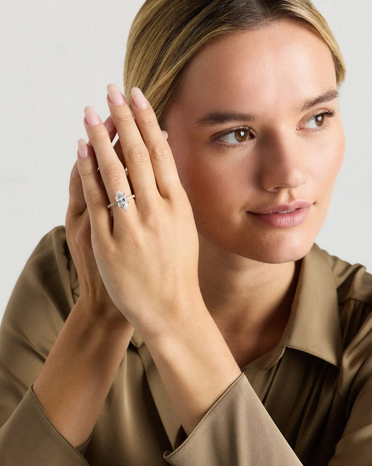 Lab Grown Diamond Marquise Petite Pave Engagement Ring - 3ct - US 0207